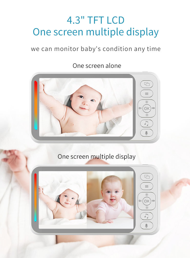 4.3 inch HD display wireless 2.4G baby monitor